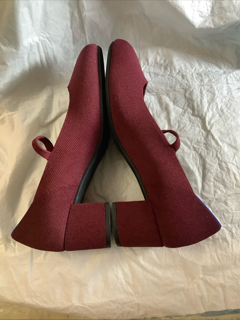 Rothy’s The Mary Jane Heel Women's Size 10 Burgundy Knit Block Heel Pumps - Picture 15 of 16